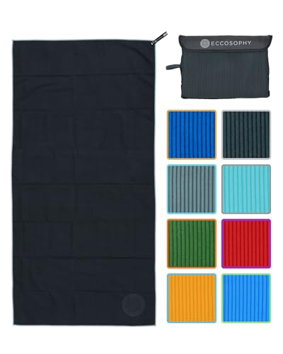 ECCOSOPHY Microfiber Beach Towel, Quick Dry Gym Towel, Sand Free, 60x30 - color: Black, size: Medium (60"x30")