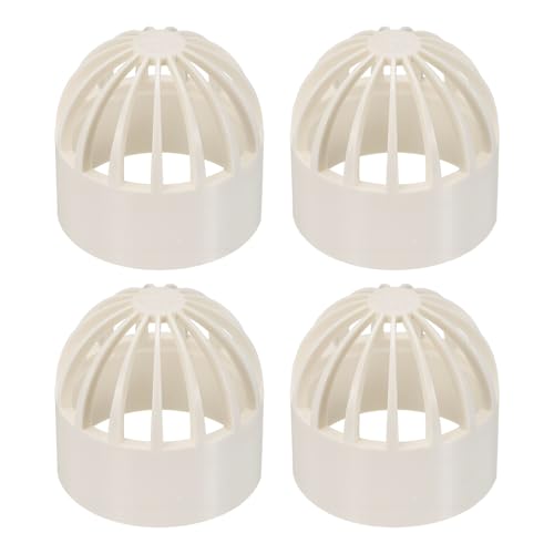 PATIKIL 2 Inch (50mm) Fish Cover Permeable Cap, 4 Pcs PVC Breathable Cap Aquarium Guard Fish Tank Intake Cover, White