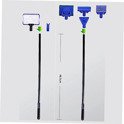 Happyyami Five One Fish Tank Cleaning Kit Handle Detachable Brushes Safe for Essential Aquarium Maintenance Tools in