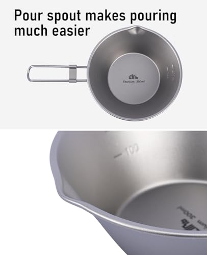 Titanium Bowl with Foldable Handle Ultralight Compact Portable Flatware Tableware with Bag for Outdoor Camping Backpacking Hiking Travel Picnic