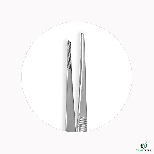 Thumb Dressing Forceps, Mulipurpose Tweezer Stainless Steel, Serrated Tip Straight 24 Inch - size: 24"