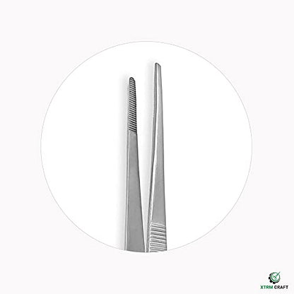 Thumb Dressing Forceps, Mulipurpose Tweezer Stainless Steel, Serrated Tip Straight 24 Inch - size: 24"