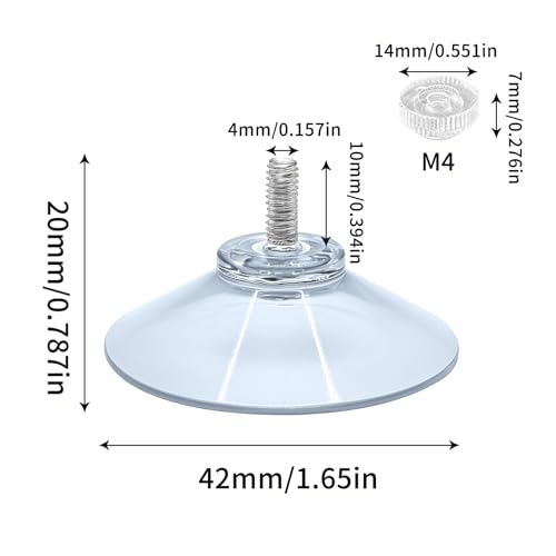 12 Pack 40mm Clear Suction Cups, Heavy Duty Vacuum Suction Pads, Removable Reusable No Drill Suction Holders for Glass, Window, Mirror, Tile & Smooth Surfaces