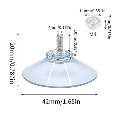 12 Pack 40mm Clear Suction Cups, Heavy Duty Vacuum Suction Pads, Removable Reusable No Drill Suction Holders for Glass, Window, Mirror, Tile & Smooth Surfaces
