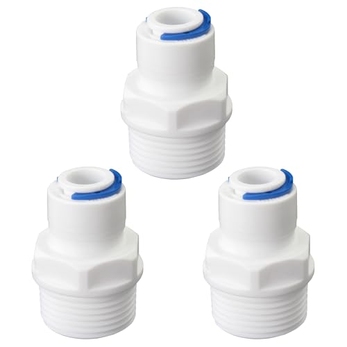 3/4"M to 3/8" Tube Push-Fit Adapter, 3 Pcs | Plastic quick connector for garden hoses, RO systems, pre-filters & water purifiers. - style: 3/8” Tube to 3/4” Male Thread