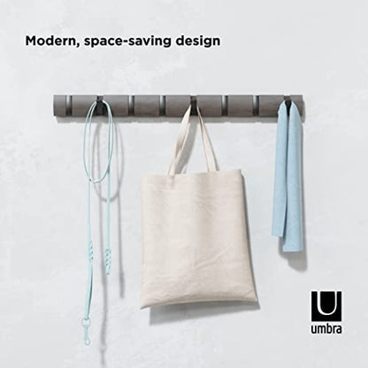 Umbra Flip Coat Rack, Wall Mount 8-Hook, Space Saving, Grey/Pewter - color: Grey/Pewter, size: 8 hook