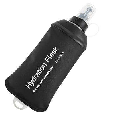 AXEN Soft Flask TPU Foldable Running Hydration Flask, Soft Collapsible Water Bottle for Hydration Pack Cycling Marathon Running Hiking - color: Black-250ml