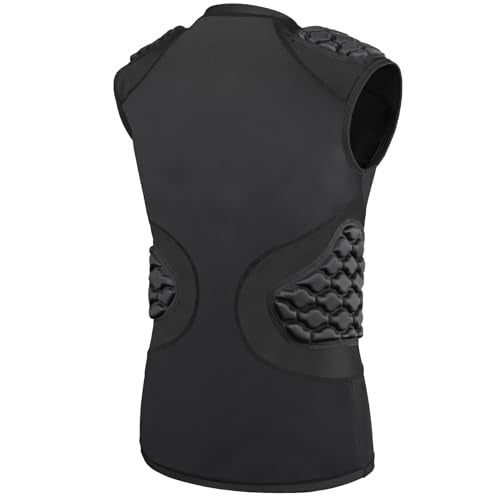 TUOY Adult Rib Chest Protector, New Version - Padded 5 Pads Baseball Football Lacrosse Rib Heart Sternum Guard - color: RY-Black, size: XX-Large