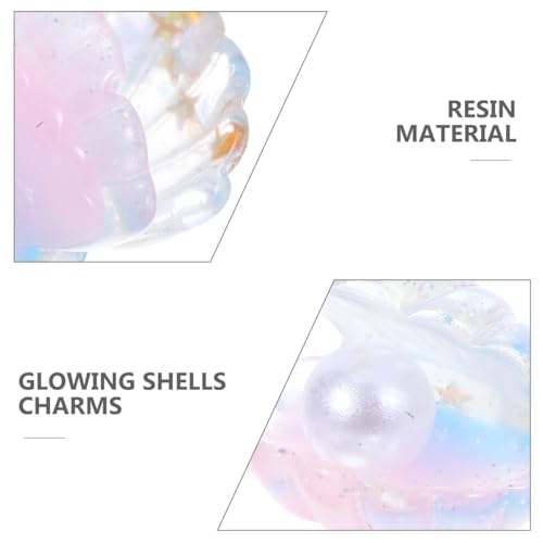 BESPORTBLE Mini Ocean Resin Animals: 16Pcs Luminous Simulated Shell with Pearl Mini Resin Ocean Landscape Decorative Shell Ornaments for DIY Aquarium Potted Micro Fairy Garden Dollhouse