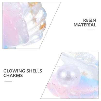 BESPORTBLE Mini Ocean Resin Animals: 16Pcs Luminous Simulated Shell with Pearl Mini Resin Ocean Landscape Decorative Shell Ornaments for DIY Aquarium Potted Micro Fairy Garden Dollhouse