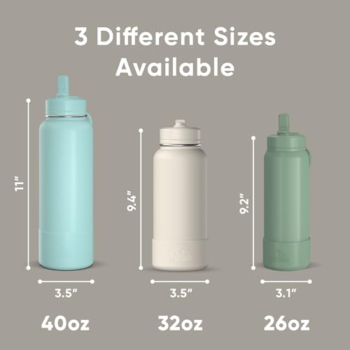 Hydrapeak 32oz Sport Insulated Water Bottle with Straw Lid, Leak & Spill Proof, Keeps Drinks Cold for 24 Hours, Hot for 12 Hours, Premium Stainless Steel Water Bottles (32oz, Stone) - color: Stone