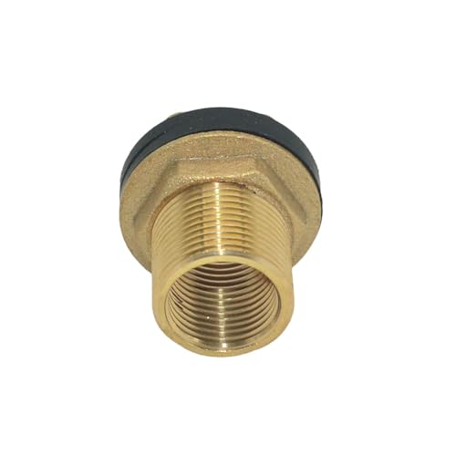 VARMHUS Solid Brass Bulkhead Fitting,2 Rubber Seal Washers, NPT Female to NPT Male Thread Water Tank Connector for Rain Barrels Aquariums (1PC 3/4" Female 1/2" Male) - size: 1PC 3/4" Female 1/2" Male