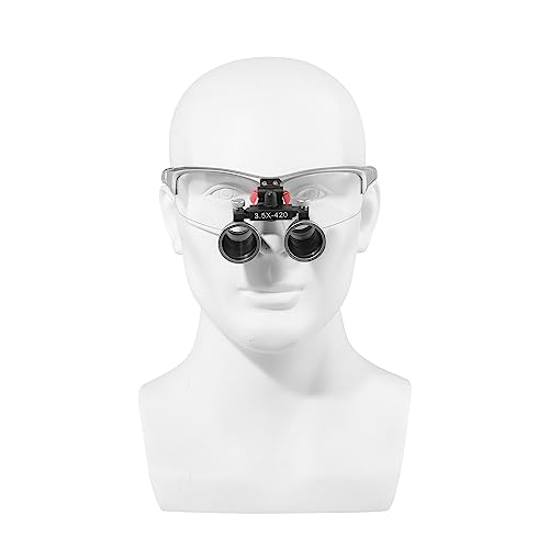 3.5x420MM Angle Adjustable Binocular Loupes Magnifier Glasses Loupes with Cloth Case (Silver) - color: Silver