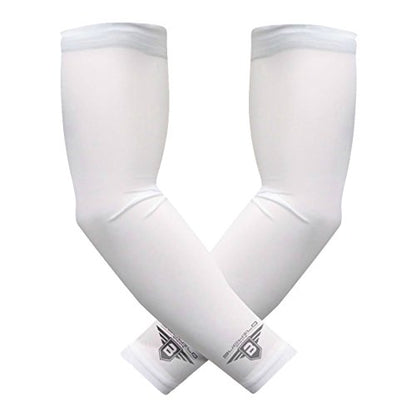 Bucwild Sports Baseball Arm Sleeve - Youth & Adult 1 Pair - Football Basketball Cycling Tennis - color: White, size: X-Large