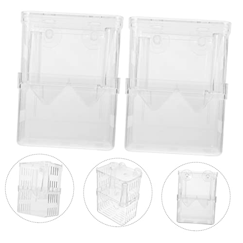Mikikit 2Pcs Fish Breeder Box Aquarium Isolation Container with Suction Cups Large Fish Tank Hatchery Incubator Fry Breeding Case Acclimation Random Color
