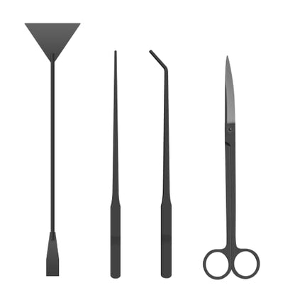 Simple Deluxe Aquarium Aquascape Tools Kit, 4 in 1 Anti-Rust Aquatic Plant Aquascaping Tool Stainless Steel Tweezers Scissors Spatula Set for Aquarium Tank Clean, Fish Tank, Bonsai, Algae Scrapers
