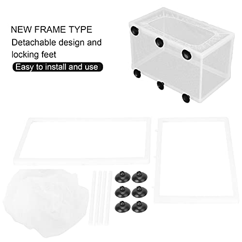 Aquarium Fish Breeder Box, Fish Tank Breeder Net Fish Hatchery Isolation Separation Net with Suction Cups for Aquarium Shrimp Betta Small and Big Size ﻿ (L)