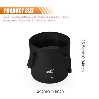Collapsible Bucket Water Container with Handle - 5 Gallon 20L Multifunctional Portable Wash Basin - Foldable Water Bucket for Camping Fishing Hiking Gardening Car Washing&Outdoor Use (Black)