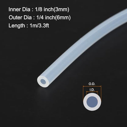1m(3.3ft) 3mm(1/8") ID x 6mm(1/4") OD Silicone Tubing Clear Industrial Plastic Tubing Pure Silicone Hoses for Pump Siphoning Draining Irrigation Brewing - color: Clear, size: 1/8" x 1/4"
