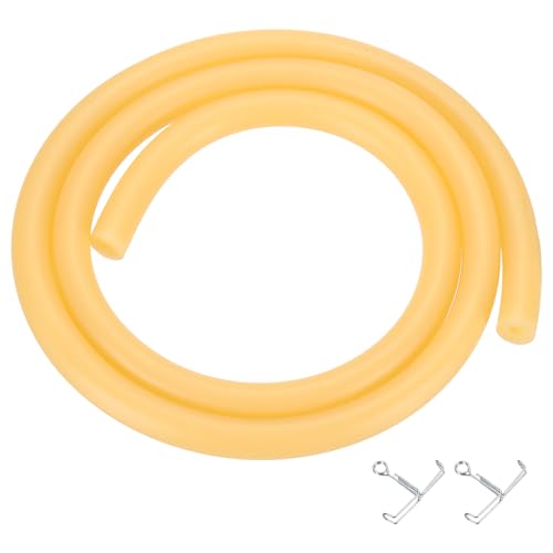 PATIKIL 3.3 Ft(1M) Natural Latex Rubber Tubing, 3/16"(5mm) ID x 1/2"(12mm) OD Sling Shot Rubber Tubing Tube with Hose Clamps for Exercise, Stretching, Laboratory, Home Hose Tube - size: 5mm ID x 12mm OD