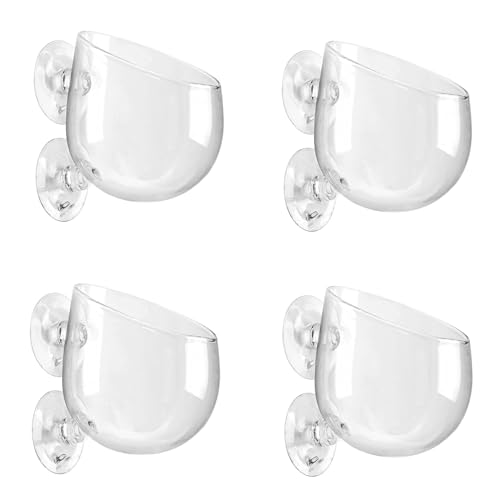 WHJY Transparent Glass Round Aquarium Suction Cups - Plant Holder, Fish Tank Decor - Set of 4
