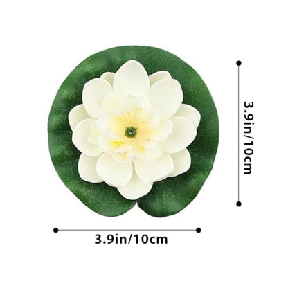 12pcs Floating Foam Lotus Flowers with Lily Pads, Artificial Pond Plants Ornaments for Pool Aquarium Water Decoration, White