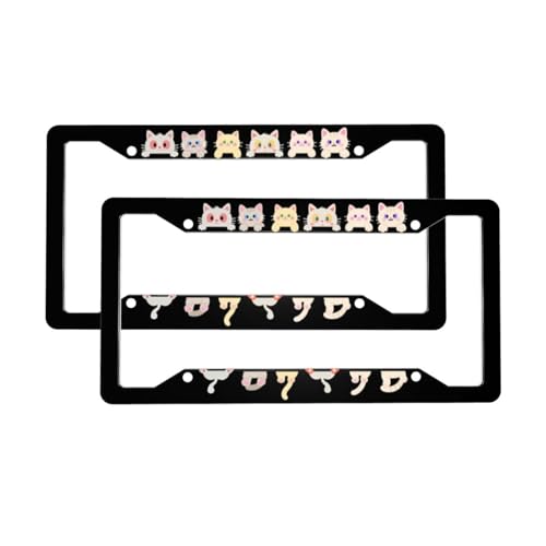 Cute Cat License Plate Frame 2 Pack Accessories Cars Decor 12.3 X 6.3 Inches for Men Women - color: Cute Cat