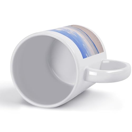 11oz White Ceramic Coffee Mug Funny Romantic White Sand Landscape Tea Cup Microwave & Dishwasher Safe, Lead-Free for Home Office Daily Use & Gifting - color: Romantic White Sand Landscape
