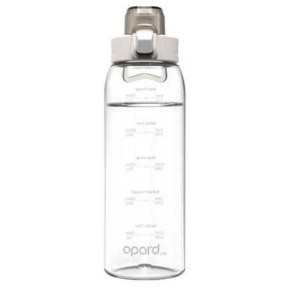 Opard Zip 30oz Plastic Water Bottle Dishwasher Safe, Leakproof Flip-Top Lid, BPA Free Tritan, Wide Mouth Reusable Sports Water Bottle for Gym Hiking Commuting Outdoor Travel and School - color: Clear Cream, style: 30 Ounces