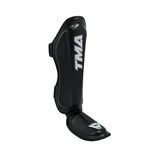 TMA Shin Guards Kickboxing Muay Thai, Premium Leather, Leg Instep Protection Pads, MMA Martial Arts Kicking Sparring Training Gear, BJJ Karate Boxing Taekwondo - size: Small