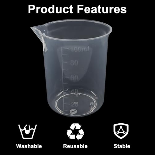 4 Pcs 100ml/3.4oz Clear Measuring Cup, Transparent Lab Liquid Mixing Cups, Plastic Graduated Beakers for Kitchen Cooking Medicine Measure Tool - size: 100ml/3.4oz, style: 4 Pcs