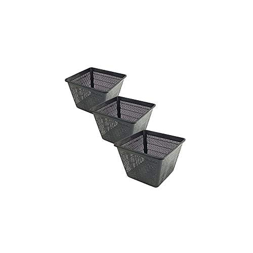 Pond H2o Water Garden Pond Slotted Mesh Plastic Square Aquatic Plant Basket, 11" (28cm), Set of Three (3) Planter Baskets Pots for Hydroponics, Aquaponics