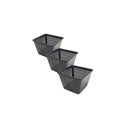 Pond H2o Water Garden Pond Slotted Mesh Plastic Square Aquatic Plant Basket, 11" (28cm), Set of Three (3) Planter Baskets Pots for Hydroponics, Aquaponics