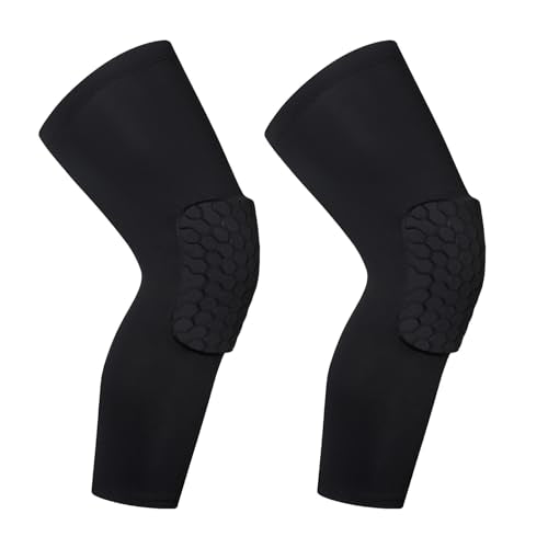 BaronHong Hex Knee Sleeve Compression Pads Knee Pads Wrestling Brace Leg Honeycomb Pad for Volleyball Basketball Adult Youth - color: Black, size: Large