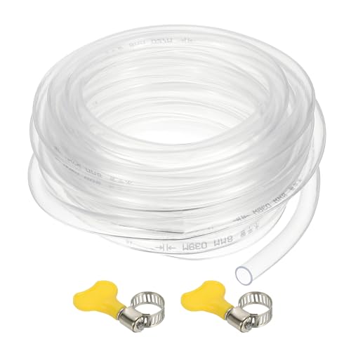 PATIKIL PVC Vinyl Tubing, 5/16"ID x 3/8"OD Flexible Clear Plastic Tube with 2 Hose Clamps, Hose Line Pipe for Multipurpose Industrial Vinyl Aquarium, 10FT - size: 5/16" ID 10FT