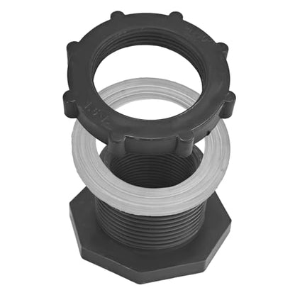 2PCS 1" PVC Bulkhead Fitting, Threaded Tank Connector for Rain Barrels Aquariums Water Tanks, Thru-Wall Pipe Adapter for Pools and Ponds
