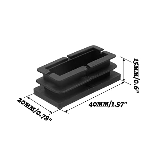 Piutouyar Rectangular Tubing End Caps, Plastic Plug Insert, Black End Cap for Tube Hole Insert, Fences, Furniture Non-Slip Protection (40mm x 20mm / 1.57 Inch x 0.79 Inch),20Pcs - size: 40 x 20mm / 1.6 x 0.8"-20Pcs