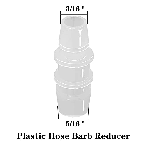 5/16" to 3/16" Hose Barb Reducer Pipe Fittings Adapter, Plastic Joint connector Splicer Mender for Aquarium Household Transport Fuel Gas Liquid Air (Pack of 4 .) - size: 5/16"-3/16"