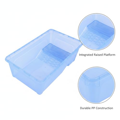 Compact PP Plastic Storage Container with Integrated Raised Platform - Small Indoor Organizer Box, Blue