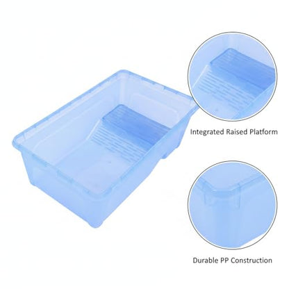 Compact PP Plastic Storage Container with Integrated Raised Platform - Small Indoor Organizer Box, Blue