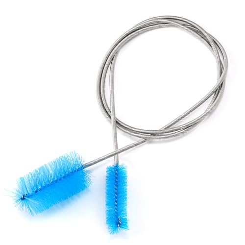 39" Pipe Brushes Tube Cleaning Brush Flexible, Feeding Tube Brush Hose Cleaner Brush Long Metal Pipe Cleaner Brush for Drain Hole Dredging - Double-Headed Spring Brush - Blue