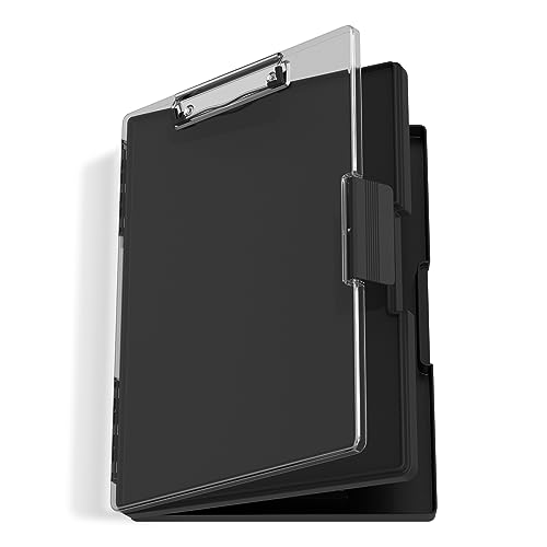 Hongri Clipboard with Storage, Black 8.5 x 11 Clip Board, Dual Compartmen - color: Black