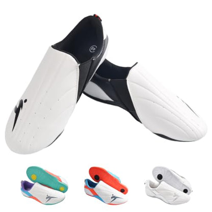 Taekwondo Karate Martial Arts Shoes, Lightweight and Breathable Boxing Shoes for Kids Youth Adult, Unisex - color: White & Black, size: 6.5