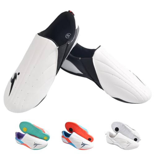 Taekwondo Karate Martial Arts Shoes, Lightweight and Breathable Boxing Shoes for Kids Youth Adult, Unisex - color: White & Black, size: 5.5