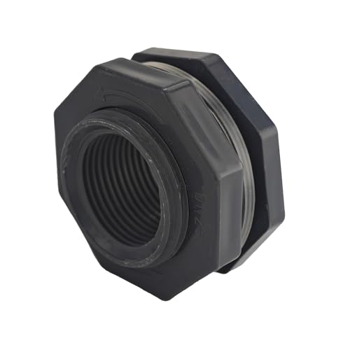 2PCS 1" PVC Bulkhead Fitting, Threaded Tank Connector for Rain Barrels Aquariums Water Tanks, Thru-Wall Pipe Adapter for Pools and Ponds