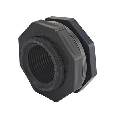 2PCS 1" PVC Bulkhead Fitting, Threaded Tank Connector for Rain Barrels Aquariums Water Tanks, Thru-Wall Pipe Adapter for Pools and Ponds