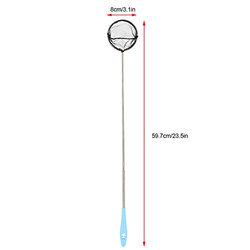 Aquarium Fine Mesh Stainless Steel Extendable Fish Net Skimmer for Shrimp with Nonslip Handle for Wall Hanging Blue Square for Shrimp, Small Fish - size: Round