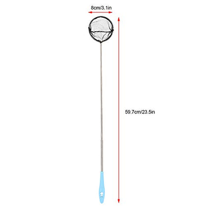 Aquarium Fine Mesh Stainless Steel Extendable Fish Net Skimmer for Shrimp with Nonslip Handle for Wall Hanging Blue Square for Shrimp, Small Fish - size: Round