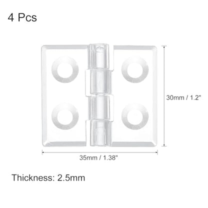 uxcell 4Pcs Acrylic Hinges, 1.2 x 1.38 Inch Hardware Folding Hinges with Mounting Hole Piano Hinges for Case Box Handicrafts, Clear