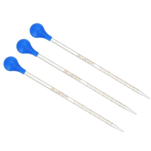 PATIKIL Graduated Dropper Pipettes Kit, 3pcs 1ml Borosilicate Glass Pipette with Rubber Cap for Transfer Liquid for Lab, Chemistry, Clear - size: 1ml